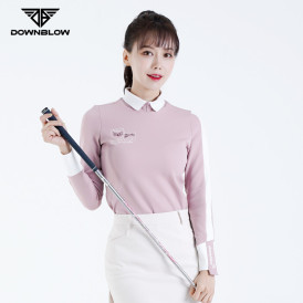 다운블로우 여성 스판 소매 배색 긴팔티셔츠 2401-1W